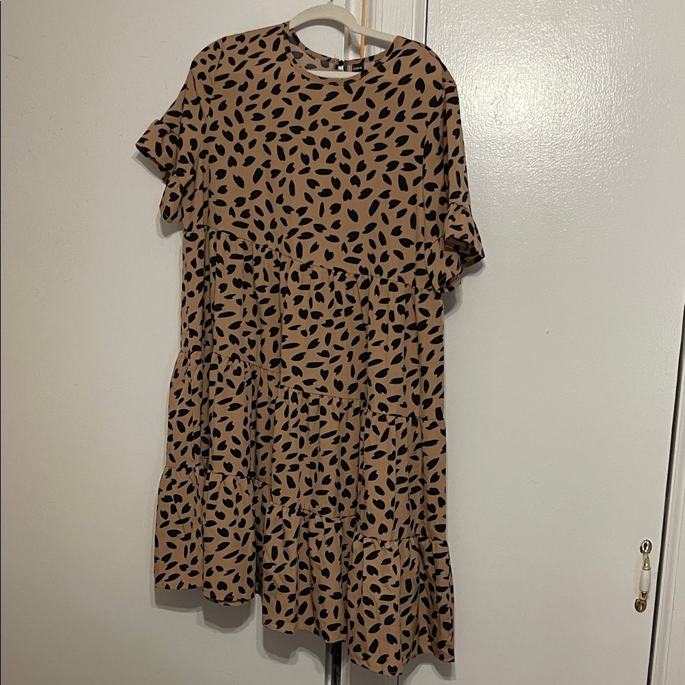 SHEIN Tan and Black Mini Dress